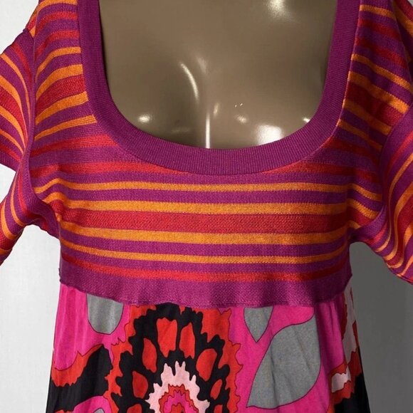 Missoni Women’s Floral Striped Knit Jersey Mini Dress – Pink/Purple – Size 2 - Picture 9 of 10